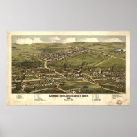 Mapa Panorâmico Antiquado de Calumet Michigan 1881