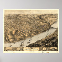 Mapa Panorâmico Antiquado de Kansas City Missouri
