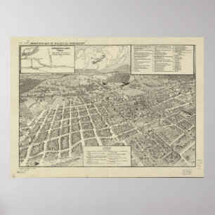 Pôster Mapa Panorâmico Antiquado de Winchester Virginia 1