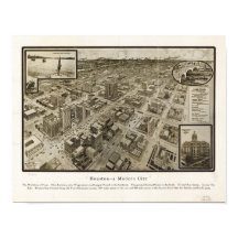 Mapa Panorâmico Antiquado do centro Houston Texas 
