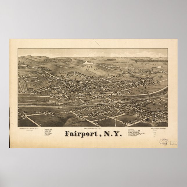 Poster Mapa Panorâmico Antiquado do Faeroporto de Nova Io (Frente)
