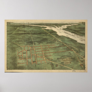 Poster mapa panorâmico da opinião de olho de pássaro d