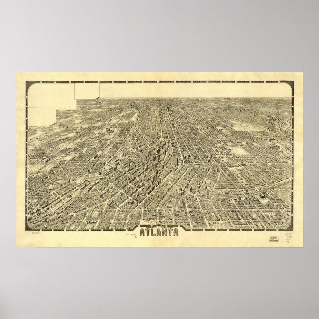 Pôster Mapa Panorâmico de Atlanta Georgia 1919 (Frente)