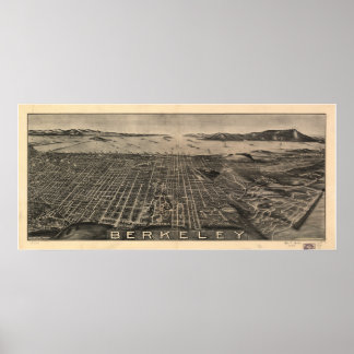 Pôster Mapa Panorâmico de Berkeley California 1909