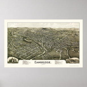 Pôster Mapa panorâmico de Cambridge, OH - 1897