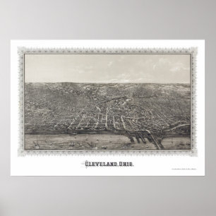 Poster Mapa panorâmico de Cleveland, OH - 1887