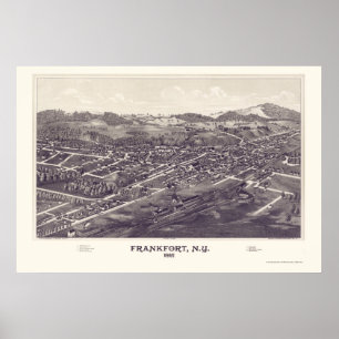Pôster Mapa panorâmico de Frankfort, New York - 1887