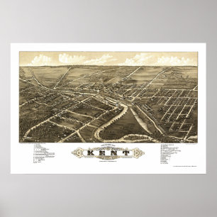 Poster Mapa panorâmico de Kent, OH - 1882