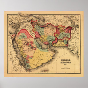 Poster Mapa panorâmico de Médio Oriente "Persia Arábia