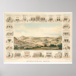 Pôster Mapa Panorâmico de Mokelumne Hill 1855 (1107A)