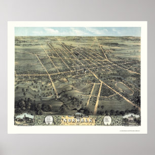 Pôster Mapa panorâmico de Norwalk, OH - 1870