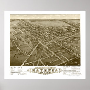 Pôster Mapa panorâmico de Ravenna, OH - 1882