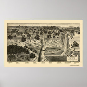 Poster Mapa panorâmico de Salem novo, IL - 1837