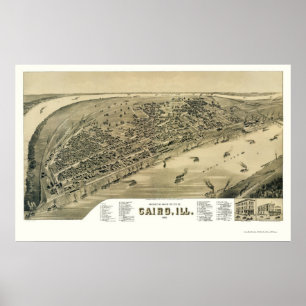Pôster Mapa Panorâmico do Cairo - 1888