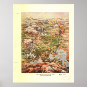 Poster Mapa panorâmico do parque nacional 1910 de