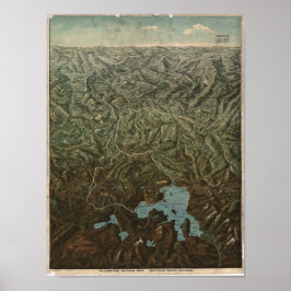 Pôster Mapa Panorâmico do Parque Nacional de Yellowstone 