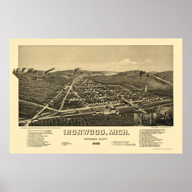 Poster Mapa Panorâmico MI - 1886 (Frente)