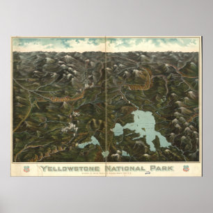 Pôster Mapa panorâmico nacional do parque c1905 de
