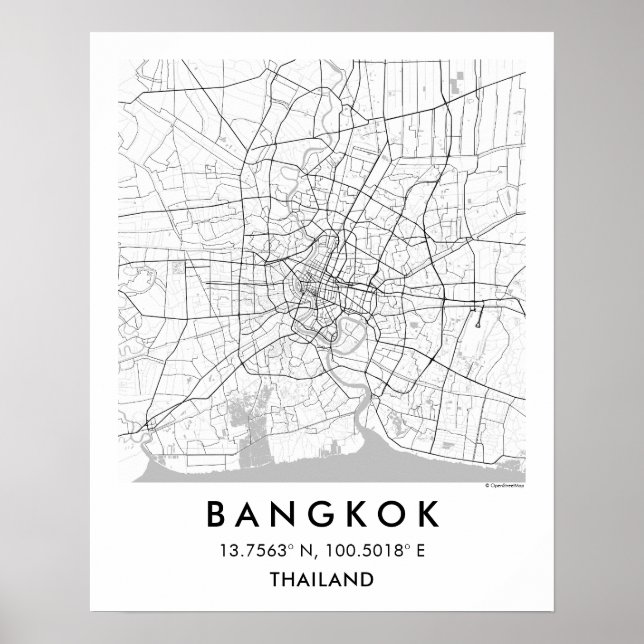 Poster Mapa Personalizado da Cidade Banguecoque Tailândia (Frente)