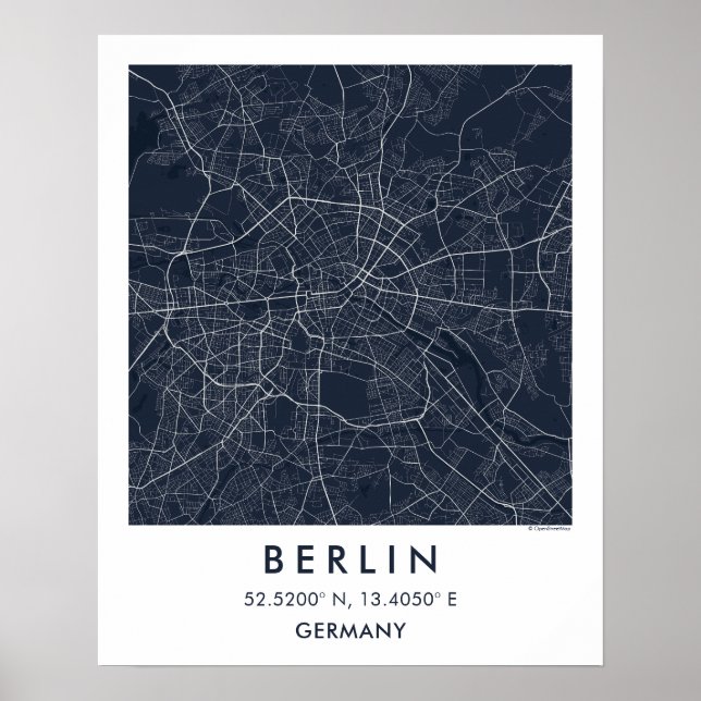 Poster Mapa Personalizado da Cidade Berlim Alemanha Arte  (Frente)