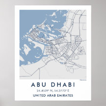 Mapa Personalizado da Cidade de Abu Dhabi UAE Arte