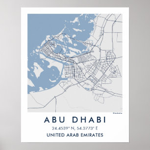Poster Mapa Personalizado da Cidade de Abu Dhabi UAE Arte