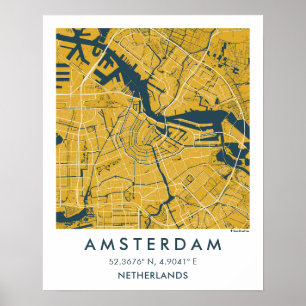 Poster Mapa Personalizado da Cidade de Amsterdã Holanda P