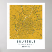Mapa Personalizado da Cidade de Bruxelas Bélgica A