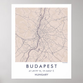 Poster Mapa Personalizado da Cidade de Budapeste Hungria 