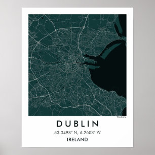 Poster Mapa Personalizado da Cidade de Dublin Irlanda Art