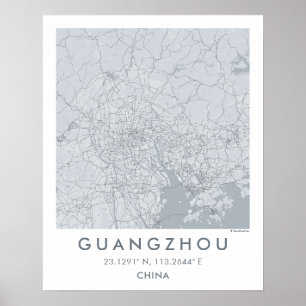 Poster Mapa Personalizado da Cidade de Guangzhou China Ar