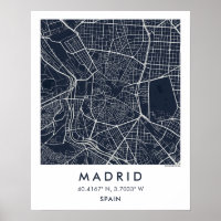 Mapa Personalizado da Cidade de Madrid Espanha Art