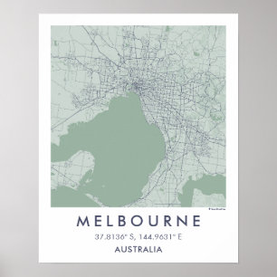 Poster Mapa Personalizado da Cidade de Melbourne Austráli