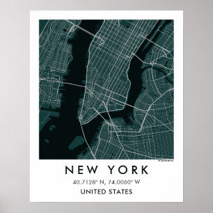 Poster Mapa Personalizado da Cidade de Nova York EUA Arte