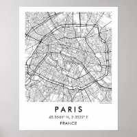 Mapa Personalizado da Cidade de Paris França Poste