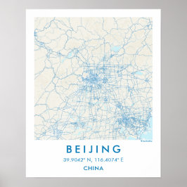 Poster Mapa Personalizado da Cidade de Pequim China Arte