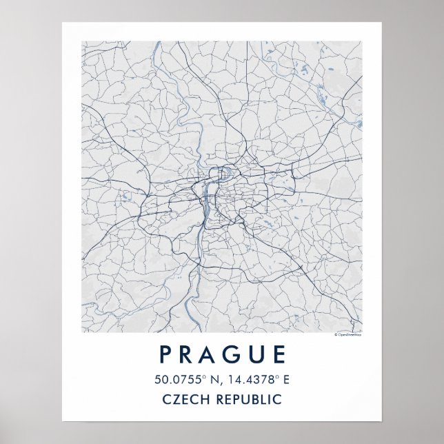 Poster Mapa Personalizado da Cidade de Praga em Arte de P (Frente)