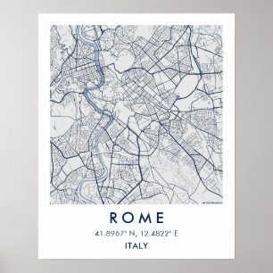 Poster Mapa Personalizado da Cidade de Roma Itália Arte d