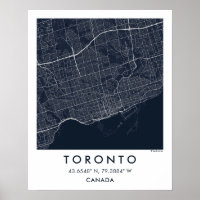 Mapa Personalizado da Cidade de Toronto Canadá Art