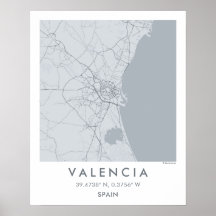 Mapa Personalizado da Cidade de Valência Espanha A