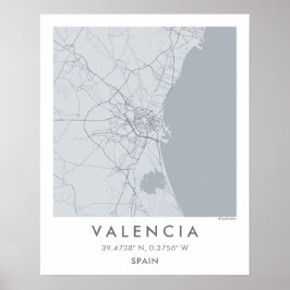 Poster Mapa Personalizado da Cidade de Valência Espanha A