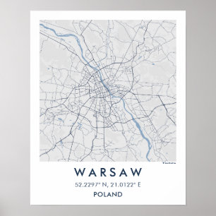 Poster Mapa Personalizado da Cidade de Varsóvia Polônia A