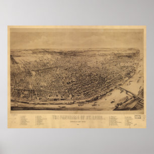 Poster Mapa Pictórico da Rua Louis MO (1892)