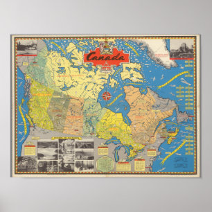 Poster Mapa pictórico de Canadá - marcos