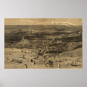 Pôster Mapa Pictórico de Chicago (1871)