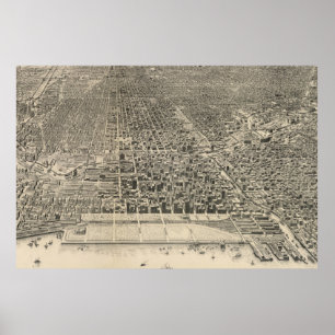Pôster Mapa Pictórico de Chicago (1916)