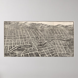 Pôster Mapa Pictórico de Reno Nevada (1907)