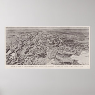 Poster Mapa pictórico do vintage de Albânia, Serbia,