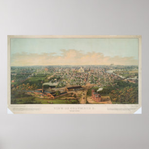 Poster Mapa pictórico do vintage de Columbo OH (1867)