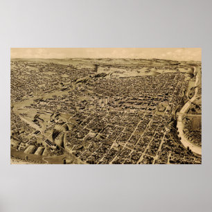 Pôster Mapa pictórico do vintage de Fort Worth TX (1891)